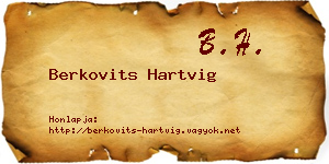 Berkovits Hartvig névjegykártya